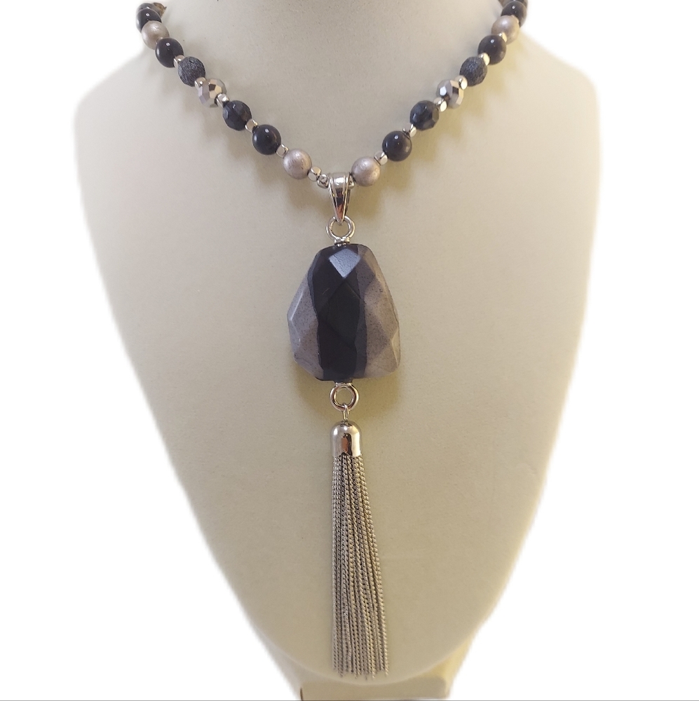NWT Stone Shades of Grey with Metal Tassel